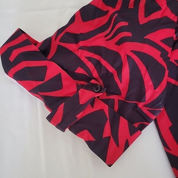 NOS Vintage 70s Maggie Sweet Shirt Blouse Tunic, Black And Red Print, L - Picture 10 of 10